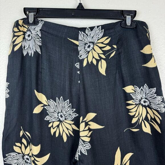 NWT Amuse Society Shorebird Pant Lightweight Wide Leg Ankle Pant Floral Black M - Picture 9 of 13